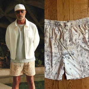 Kith printed active swim short - deconstructed bandana - canvas (beige)